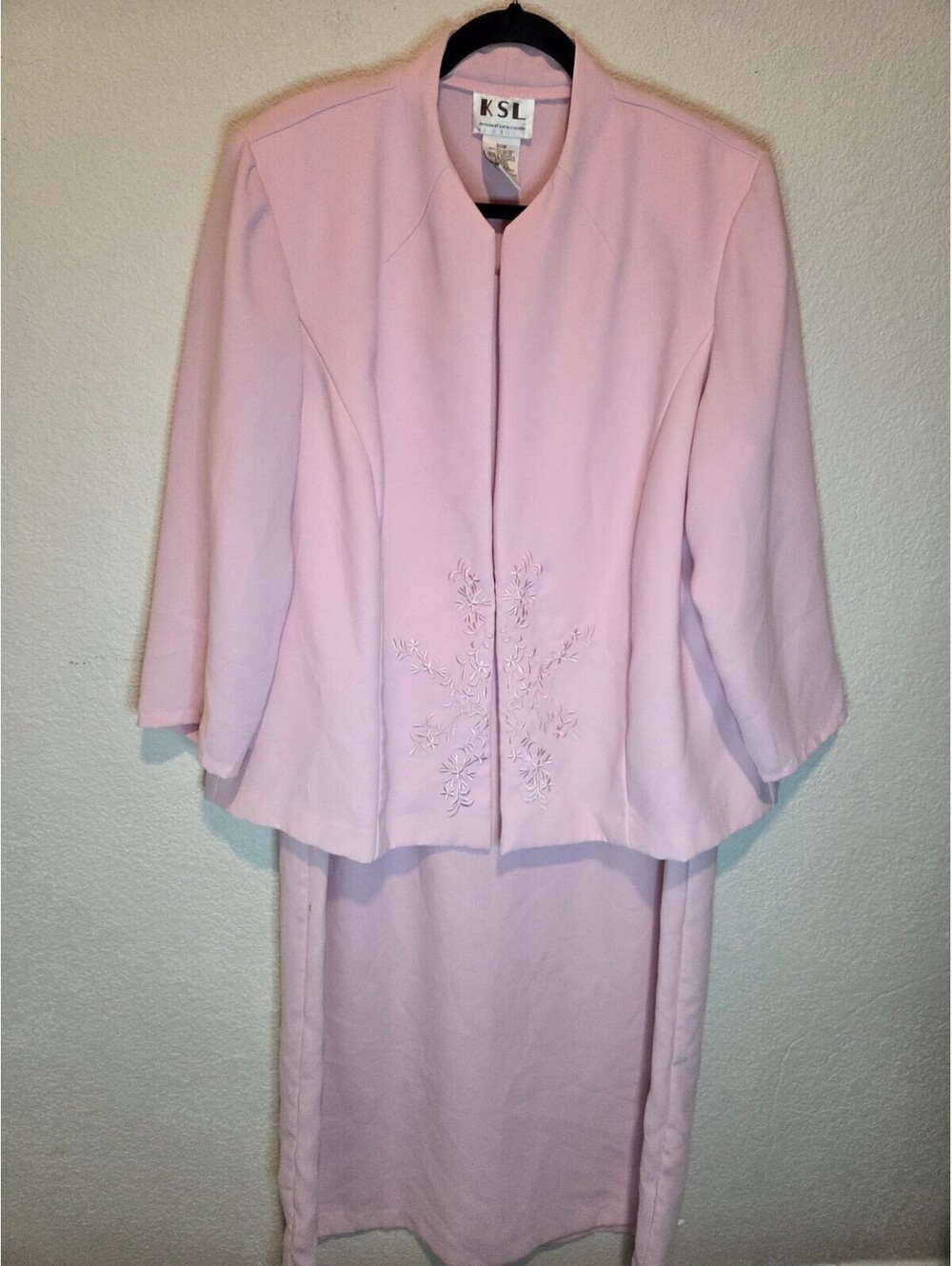 KSL Karin Stevens Light Pink Embroidered Two-Piece Dress Set Size 20W